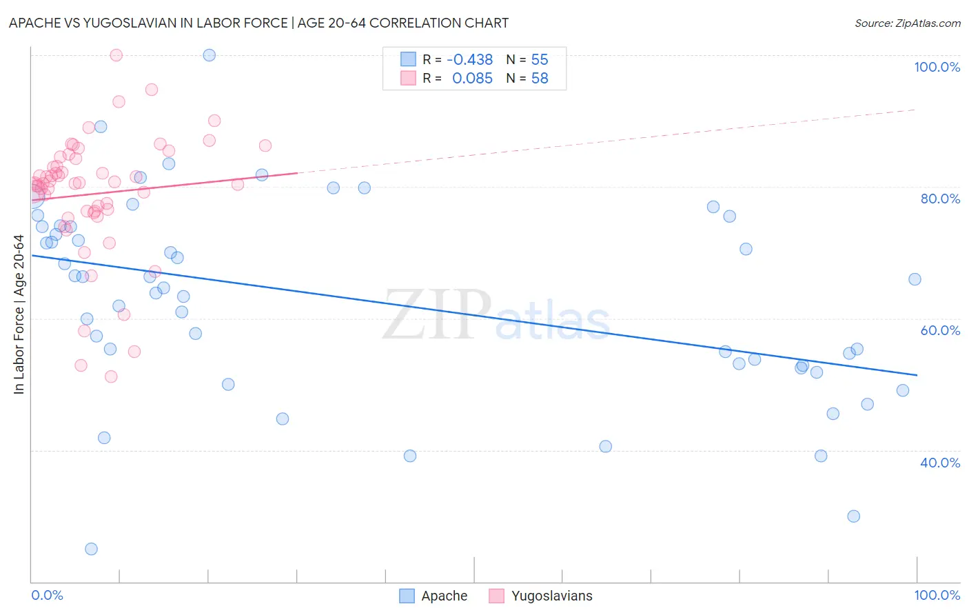 Apache vs Yugoslavian In Labor Force | Age 20-64