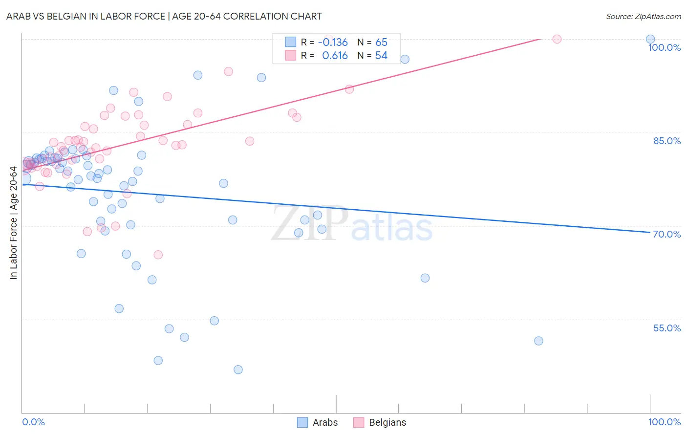 Arab vs Belgian In Labor Force | Age 20-64