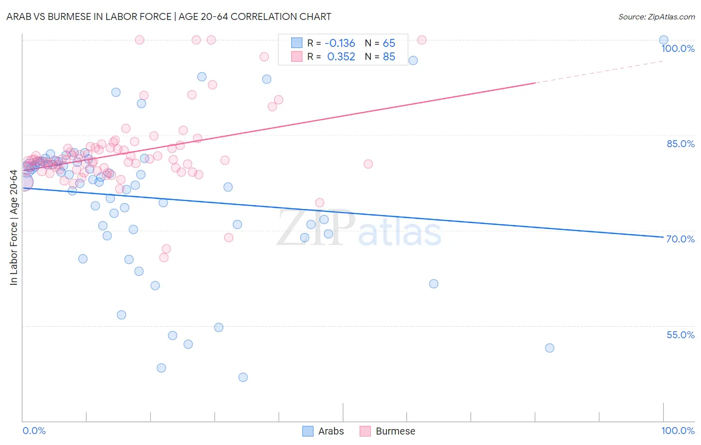 Arab vs Burmese In Labor Force | Age 20-64