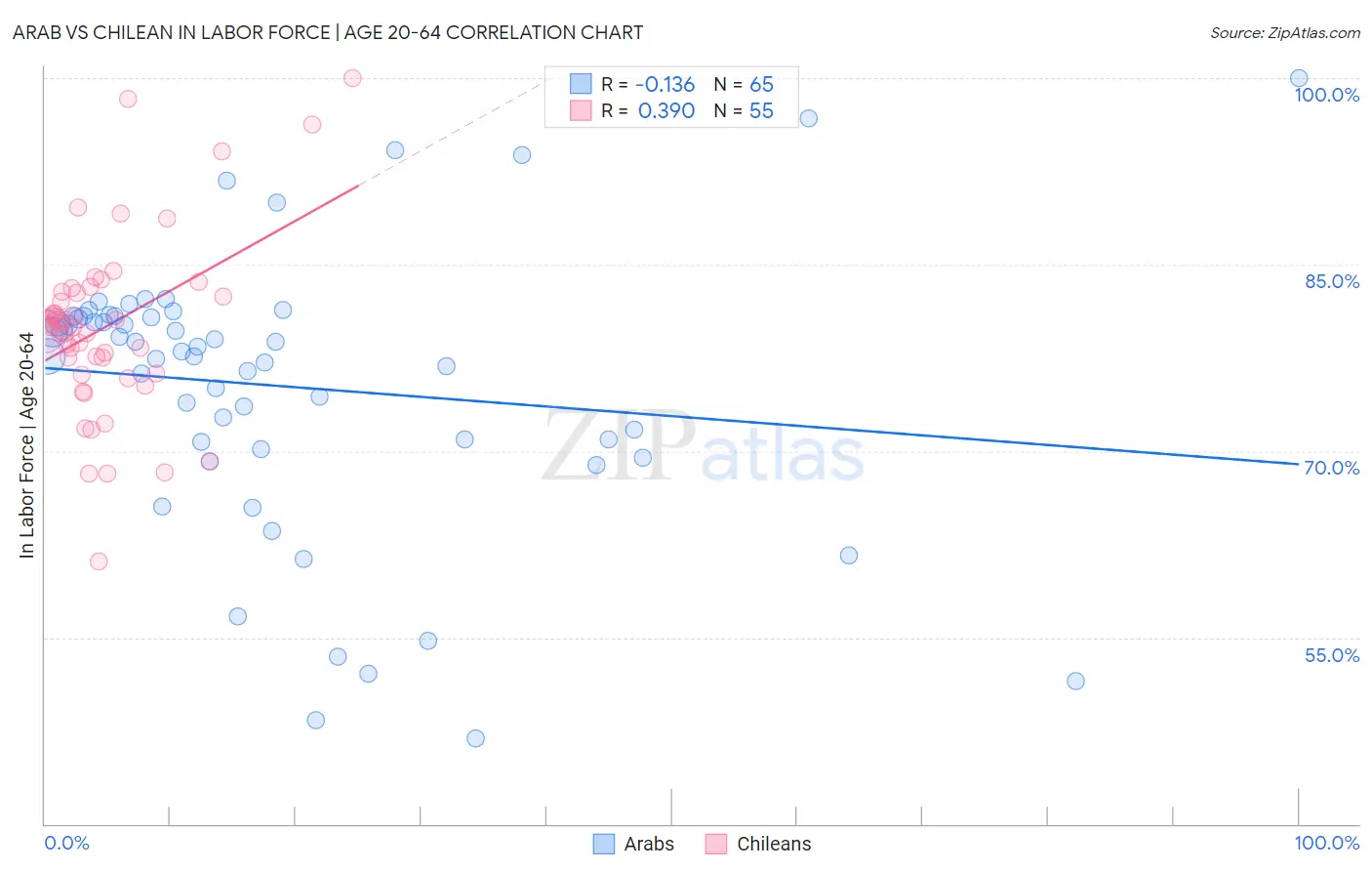 Arab vs Chilean In Labor Force | Age 20-64