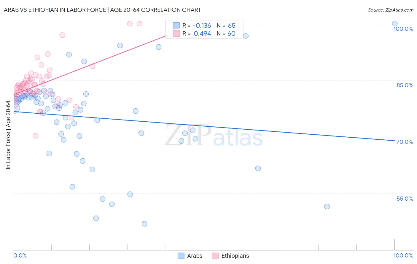 Arab vs Ethiopian In Labor Force | Age 20-64