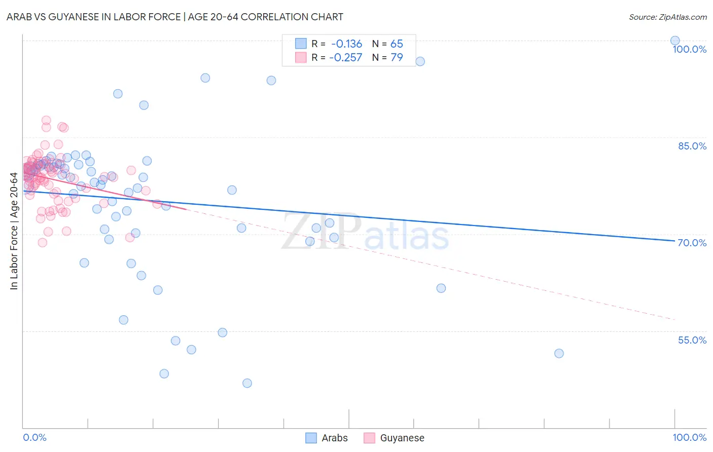 Arab vs Guyanese In Labor Force | Age 20-64