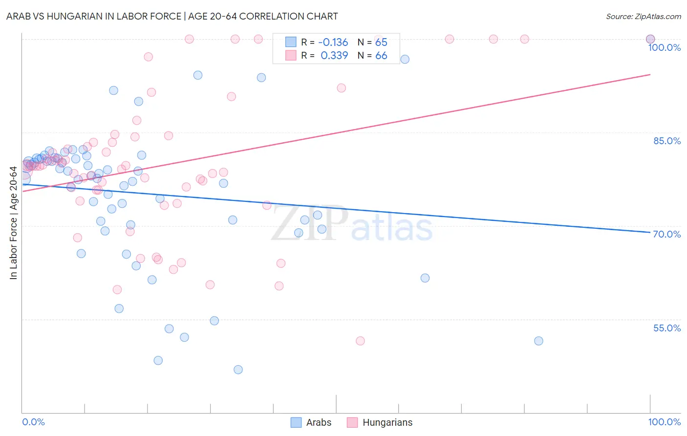 Arab vs Hungarian In Labor Force | Age 20-64