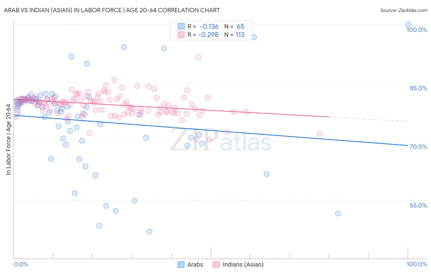 Arab vs Indian (Asian) In Labor Force | Age 20-64