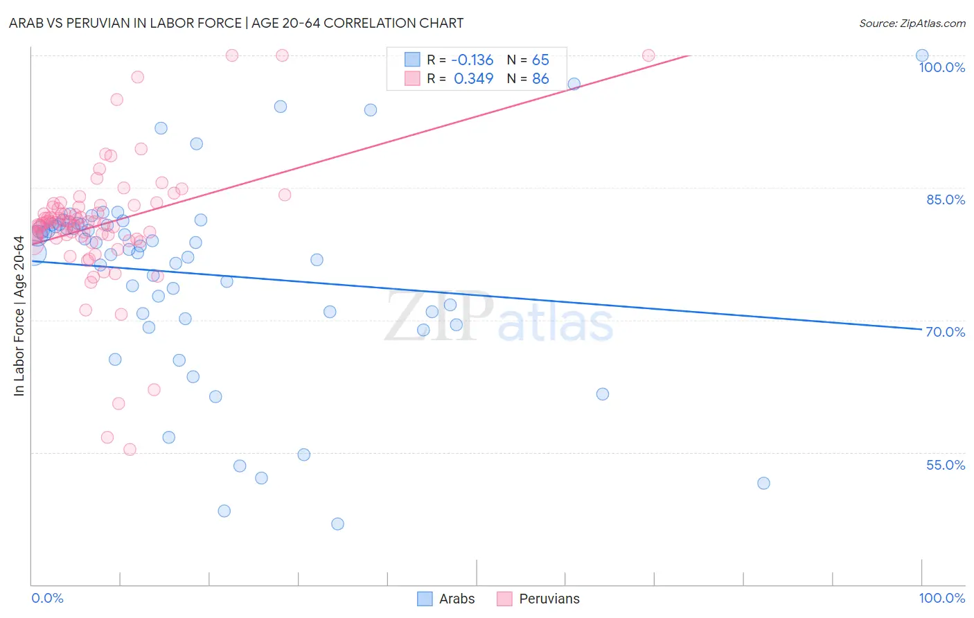 Arab vs Peruvian In Labor Force | Age 20-64