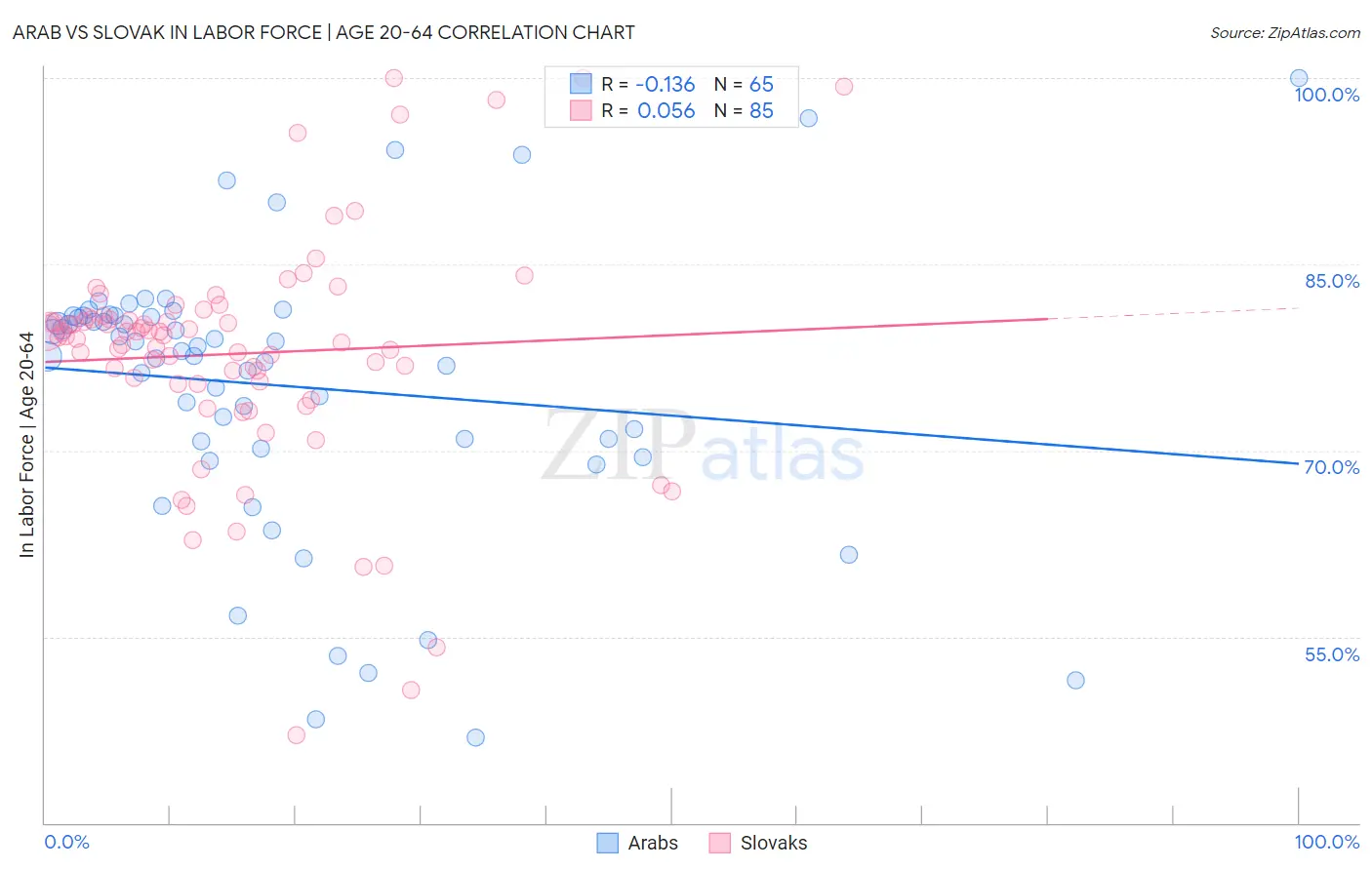 Arab vs Slovak In Labor Force | Age 20-64