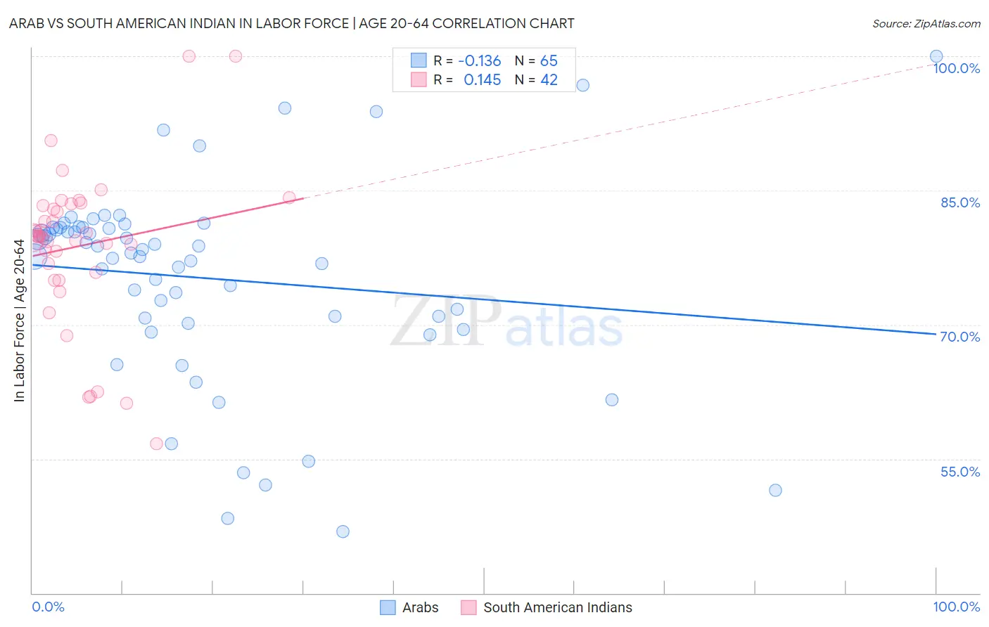 Arab vs South American Indian In Labor Force | Age 20-64