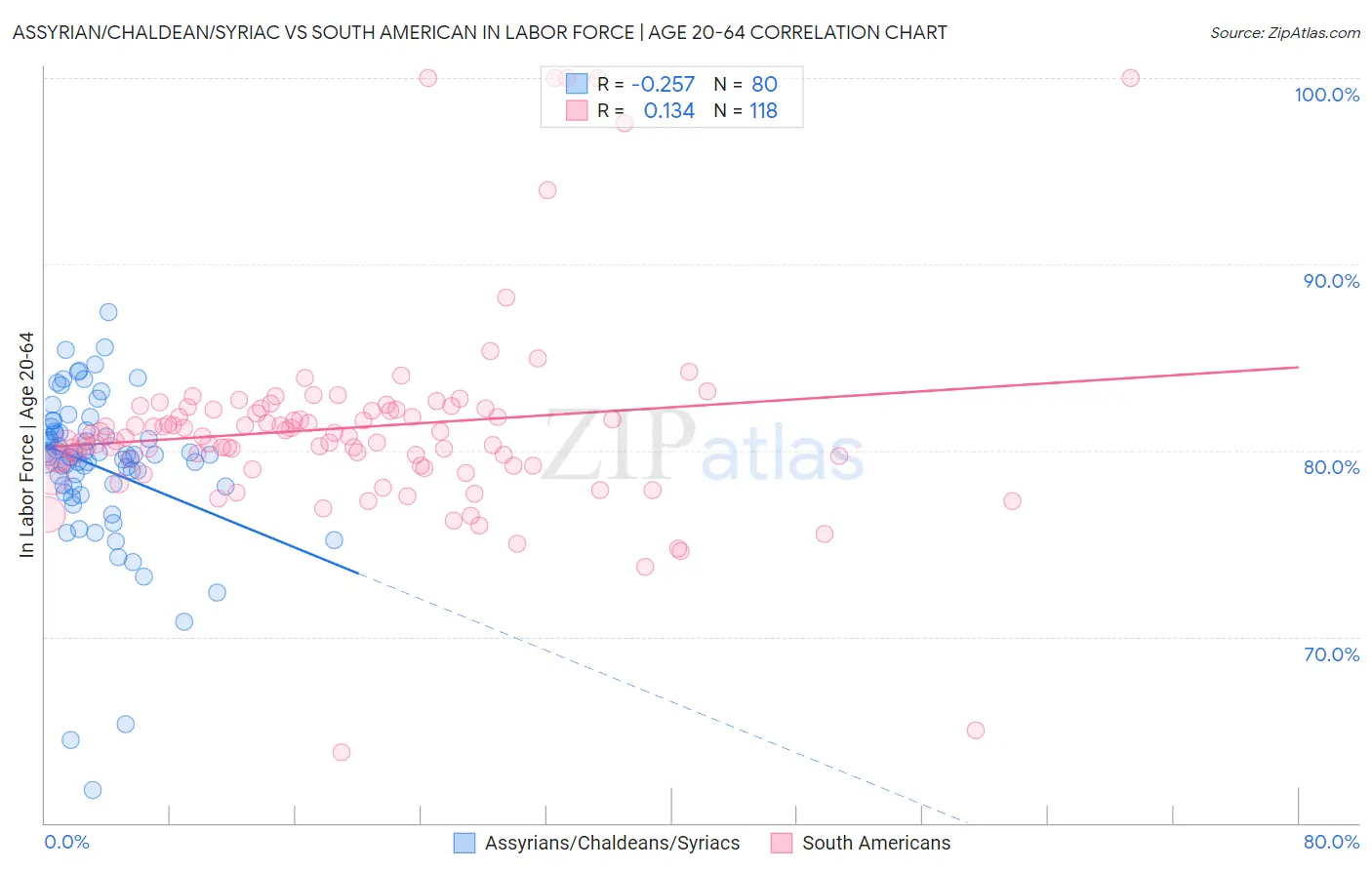 Assyrian/Chaldean/Syriac vs South American In Labor Force | Age 20-64