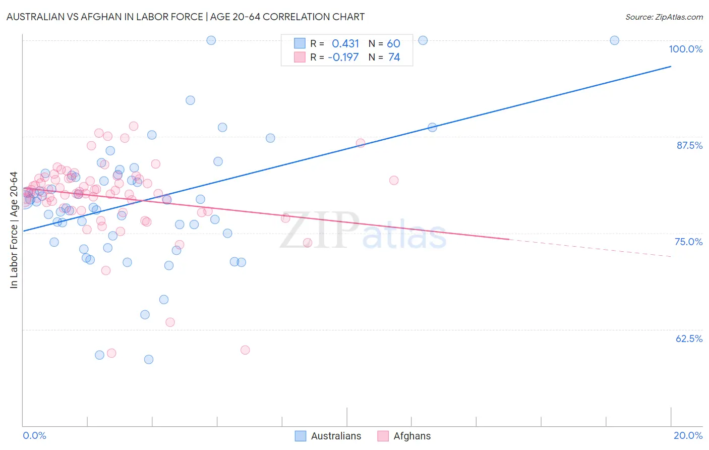 Australian vs Afghan In Labor Force | Age 20-64