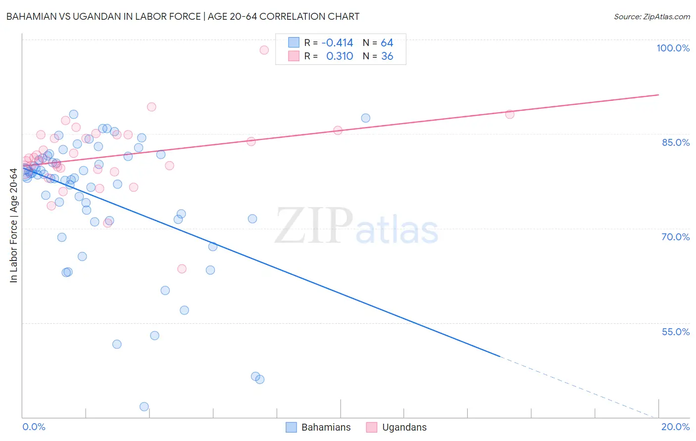 Bahamian vs Ugandan In Labor Force | Age 20-64