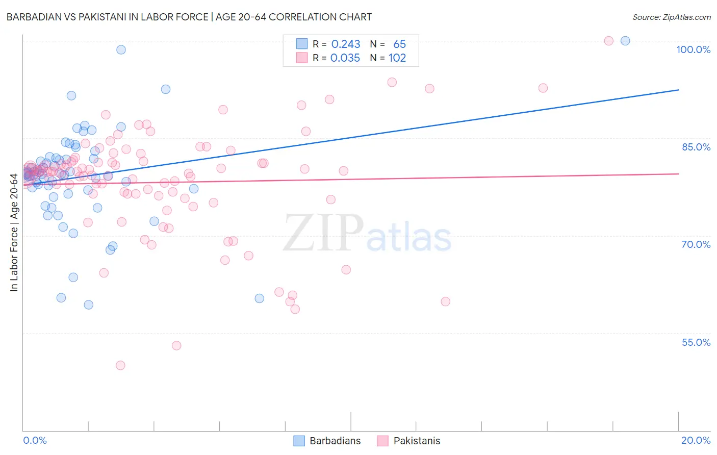Barbadian vs Pakistani In Labor Force | Age 20-64