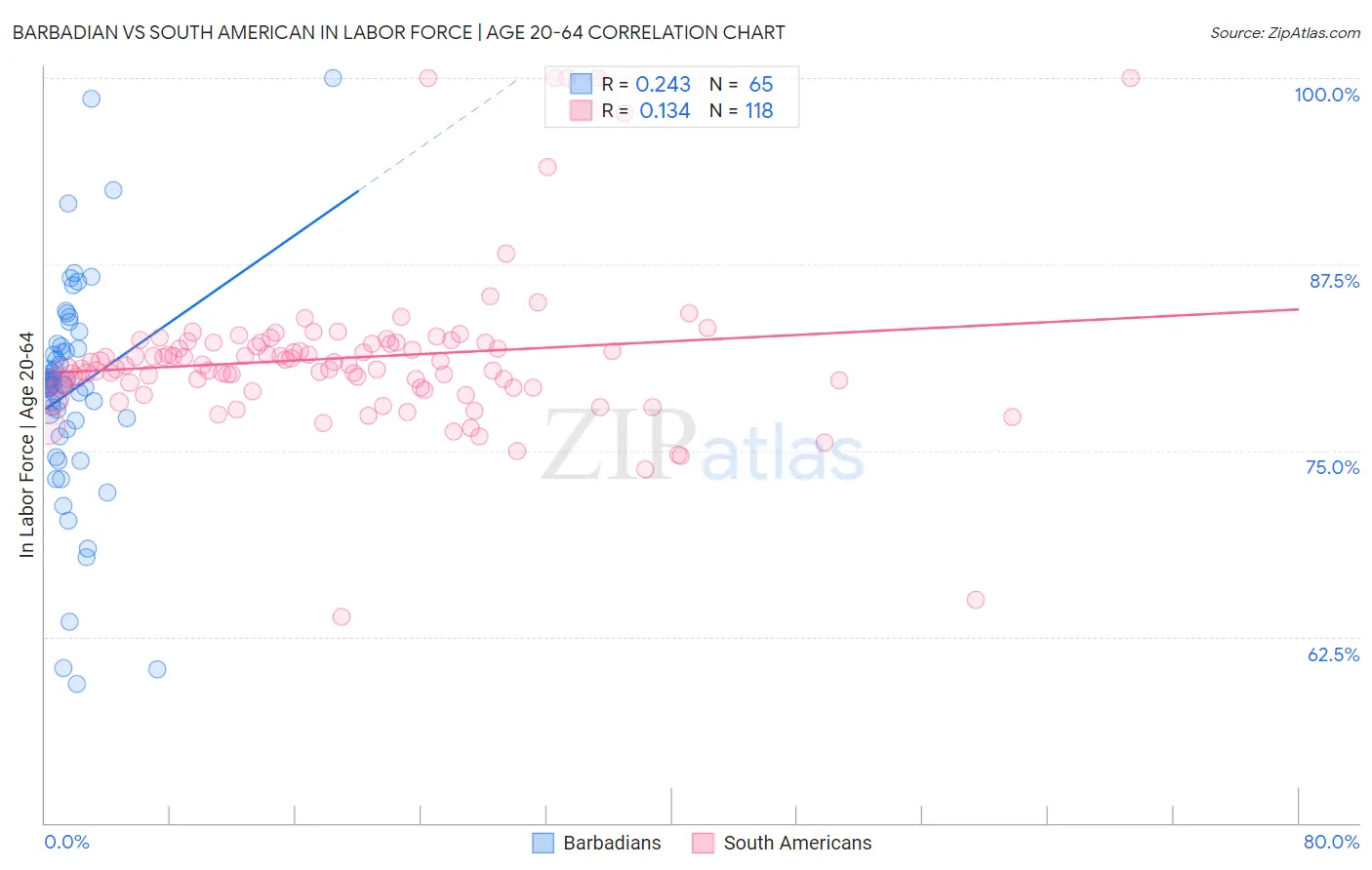 Barbadian vs South American In Labor Force | Age 20-64