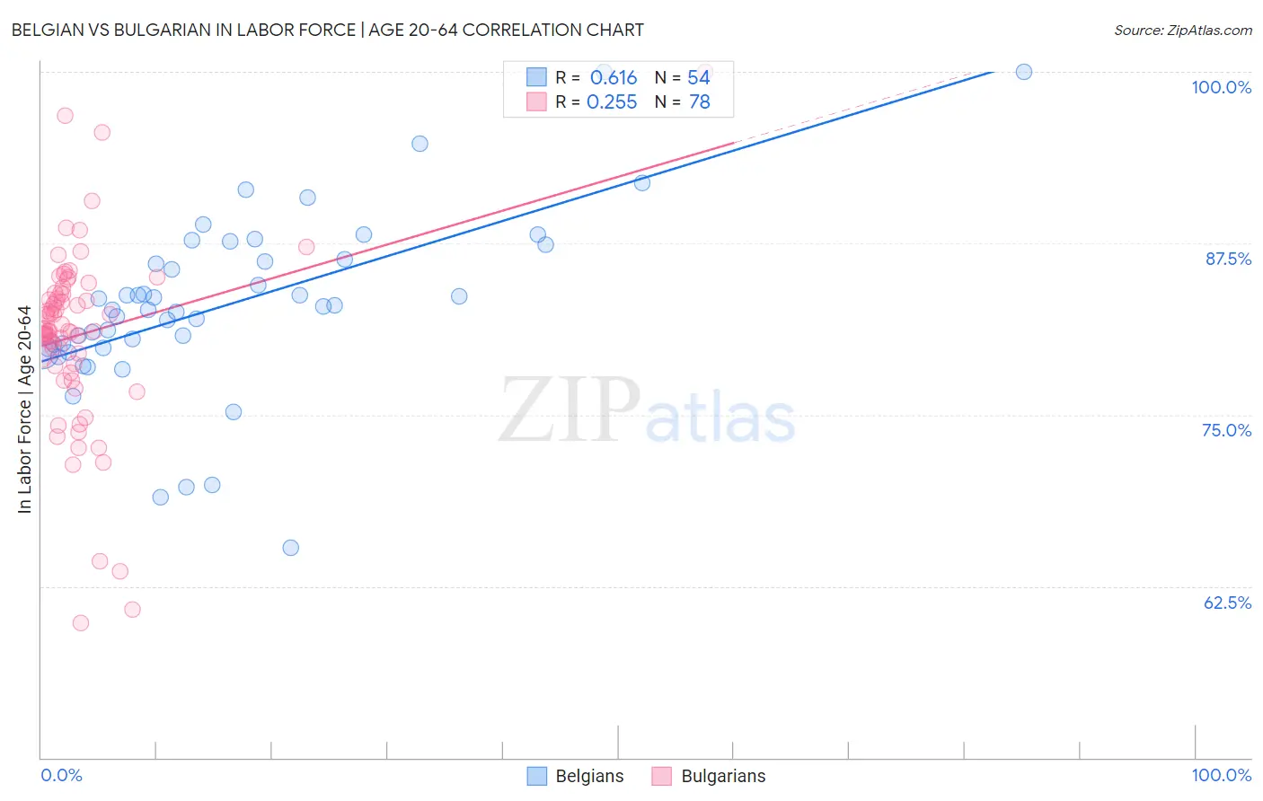 Belgian vs Bulgarian In Labor Force | Age 20-64