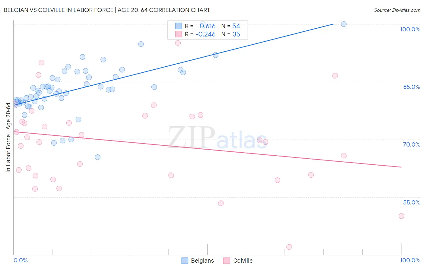 Belgian vs Colville In Labor Force | Age 20-64