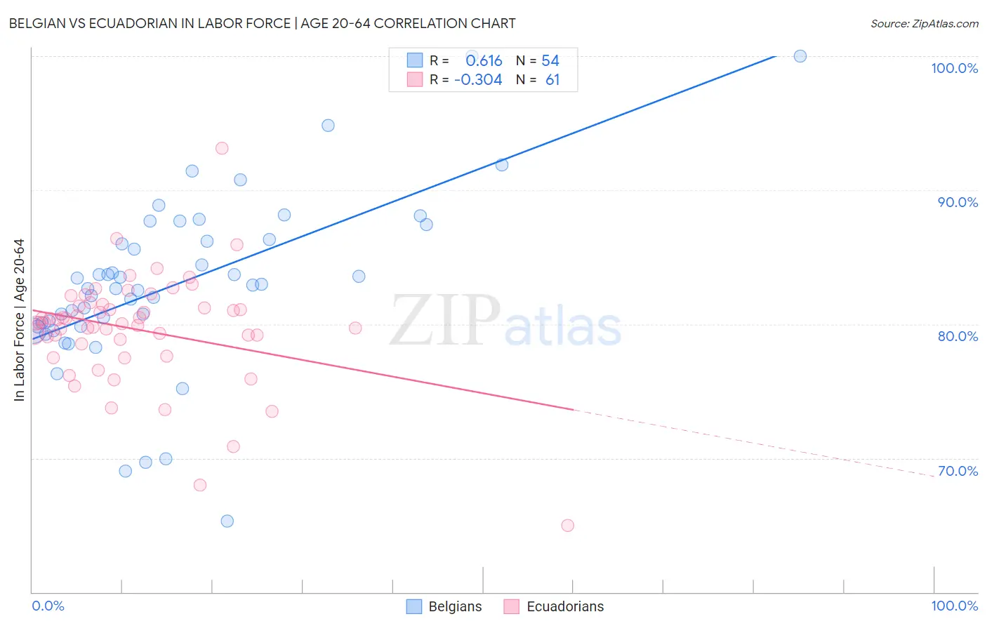 Belgian vs Ecuadorian In Labor Force | Age 20-64