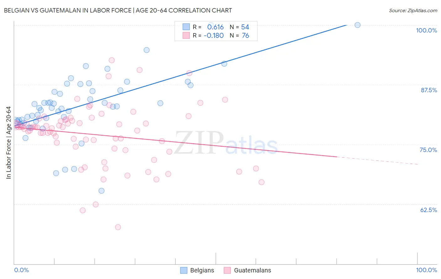 Belgian vs Guatemalan In Labor Force | Age 20-64
