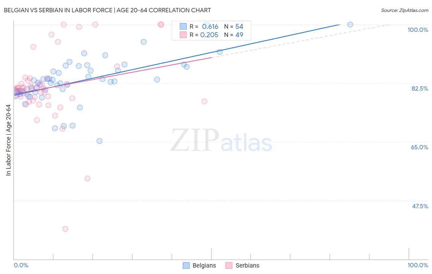 Belgian vs Serbian In Labor Force | Age 20-64