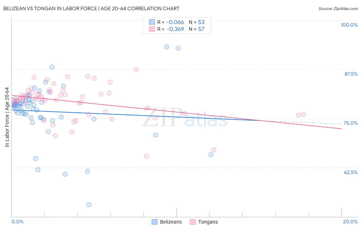 Belizean vs Tongan In Labor Force | Age 20-64