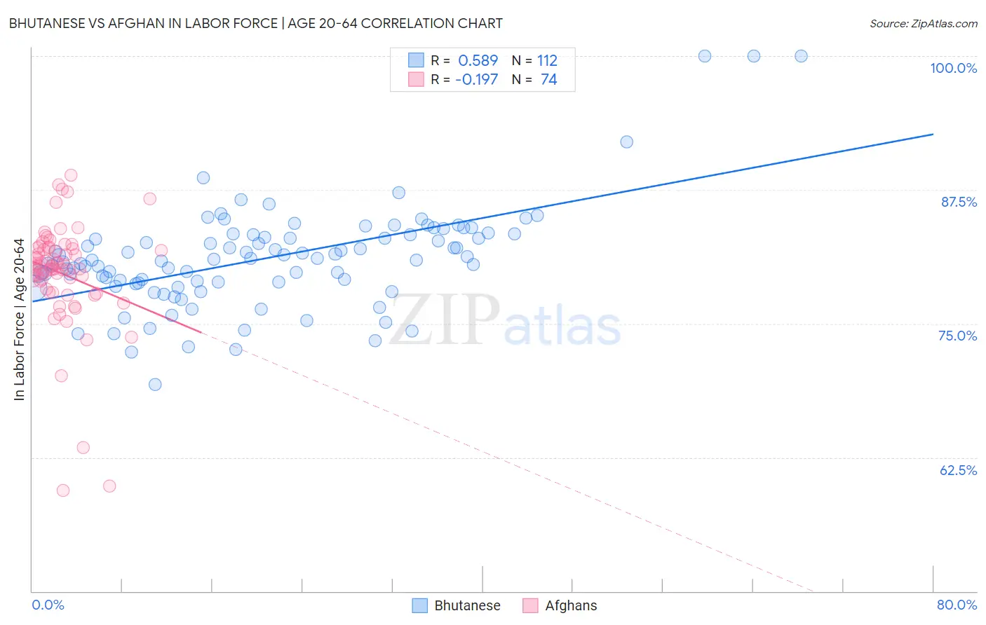 Bhutanese vs Afghan In Labor Force | Age 20-64