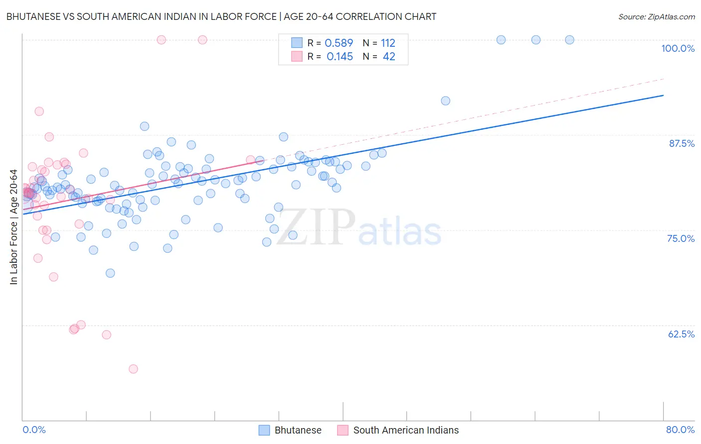 Bhutanese vs South American Indian In Labor Force | Age 20-64