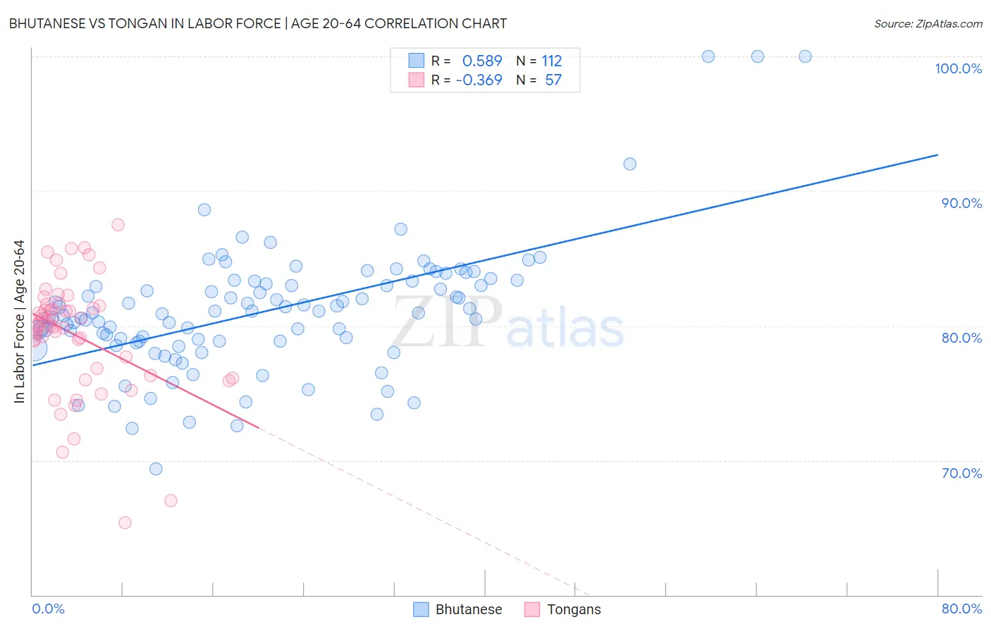 Bhutanese vs Tongan In Labor Force | Age 20-64