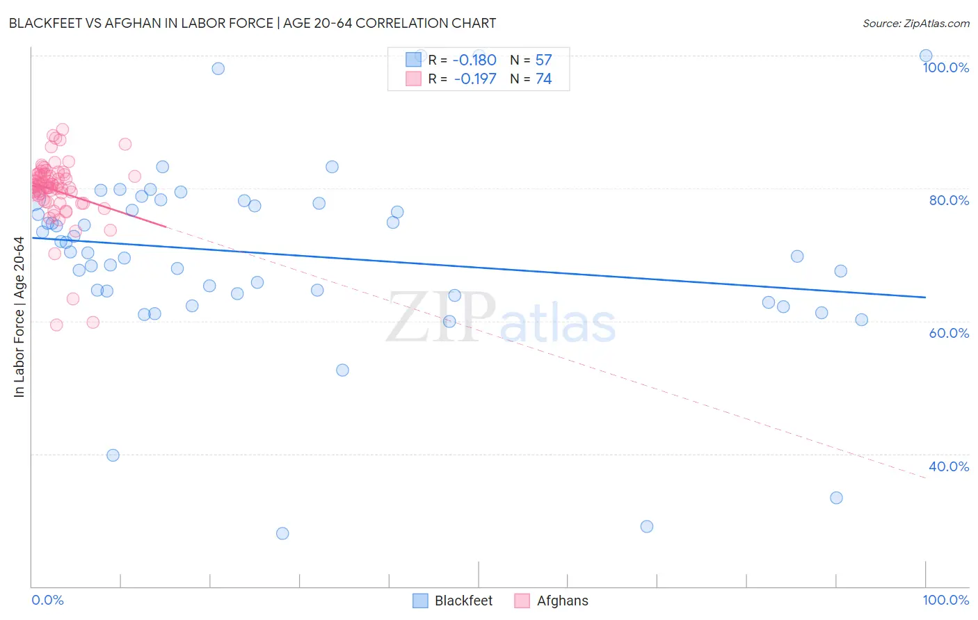 Blackfeet vs Afghan In Labor Force | Age 20-64