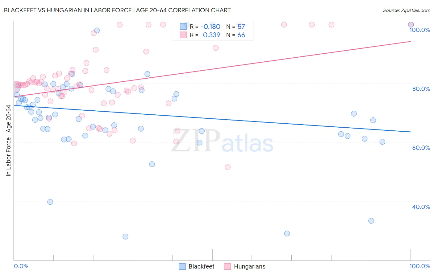 Blackfeet vs Hungarian In Labor Force | Age 20-64