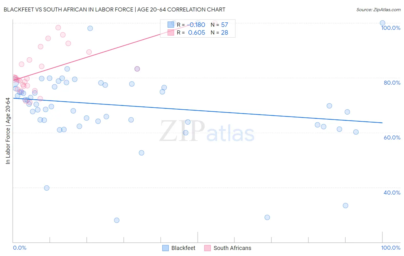 Blackfeet vs South African In Labor Force | Age 20-64