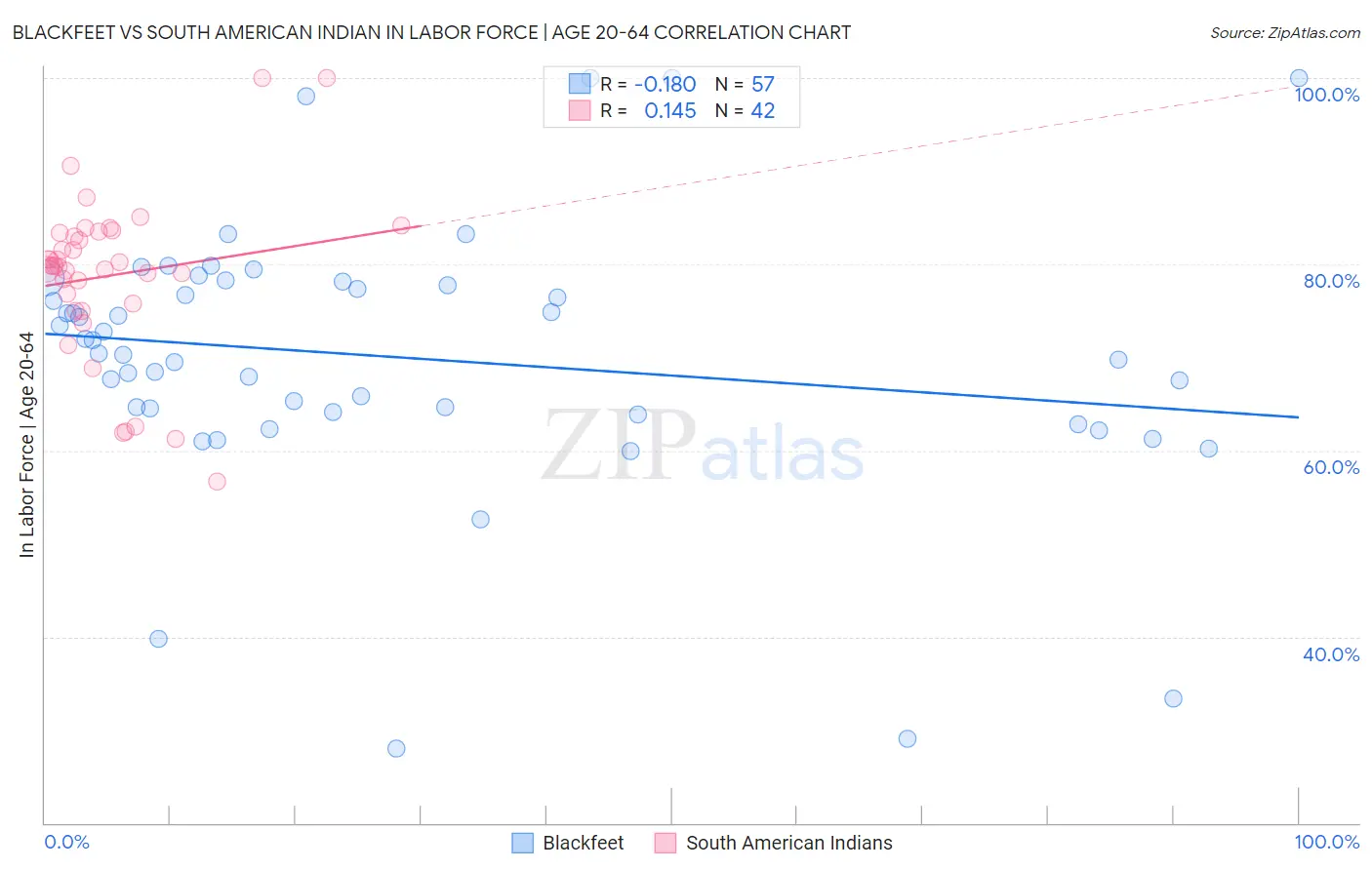 Blackfeet vs South American Indian In Labor Force | Age 20-64