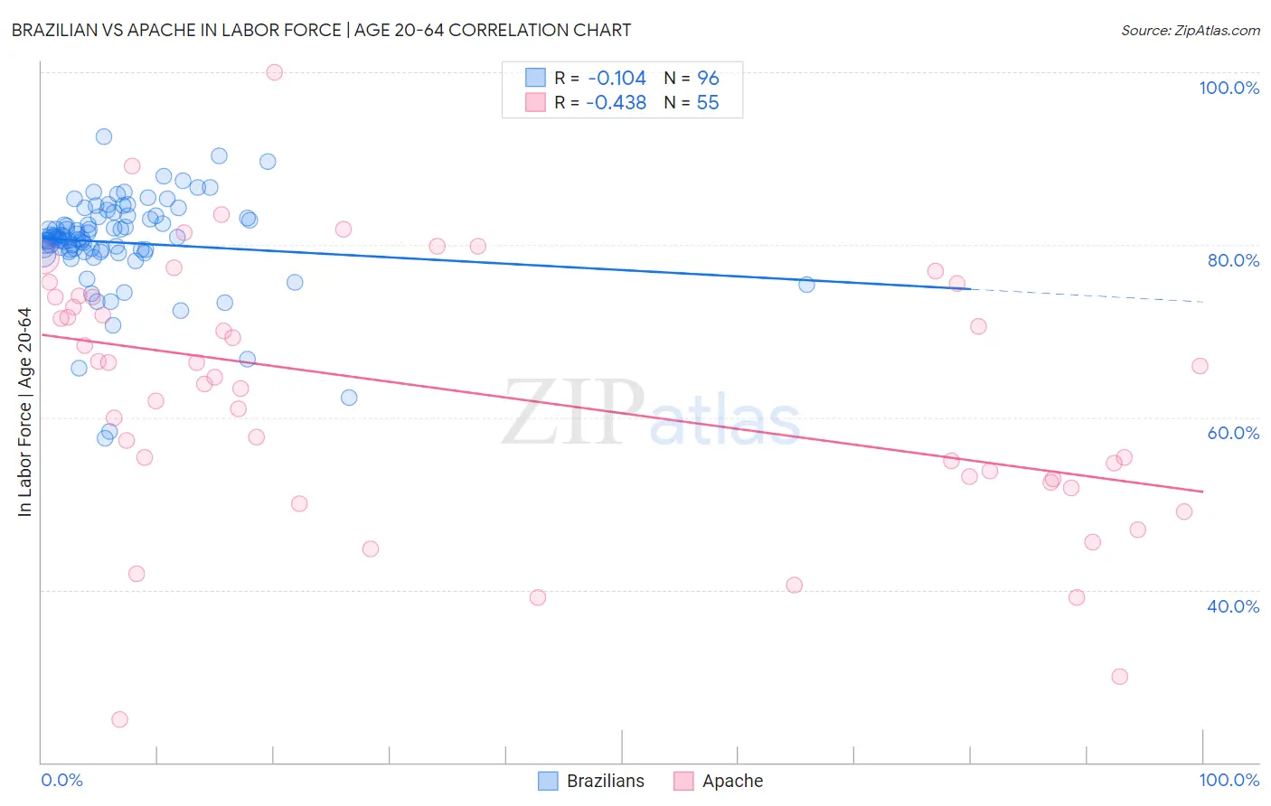 Brazilian vs Apache In Labor Force | Age 20-64