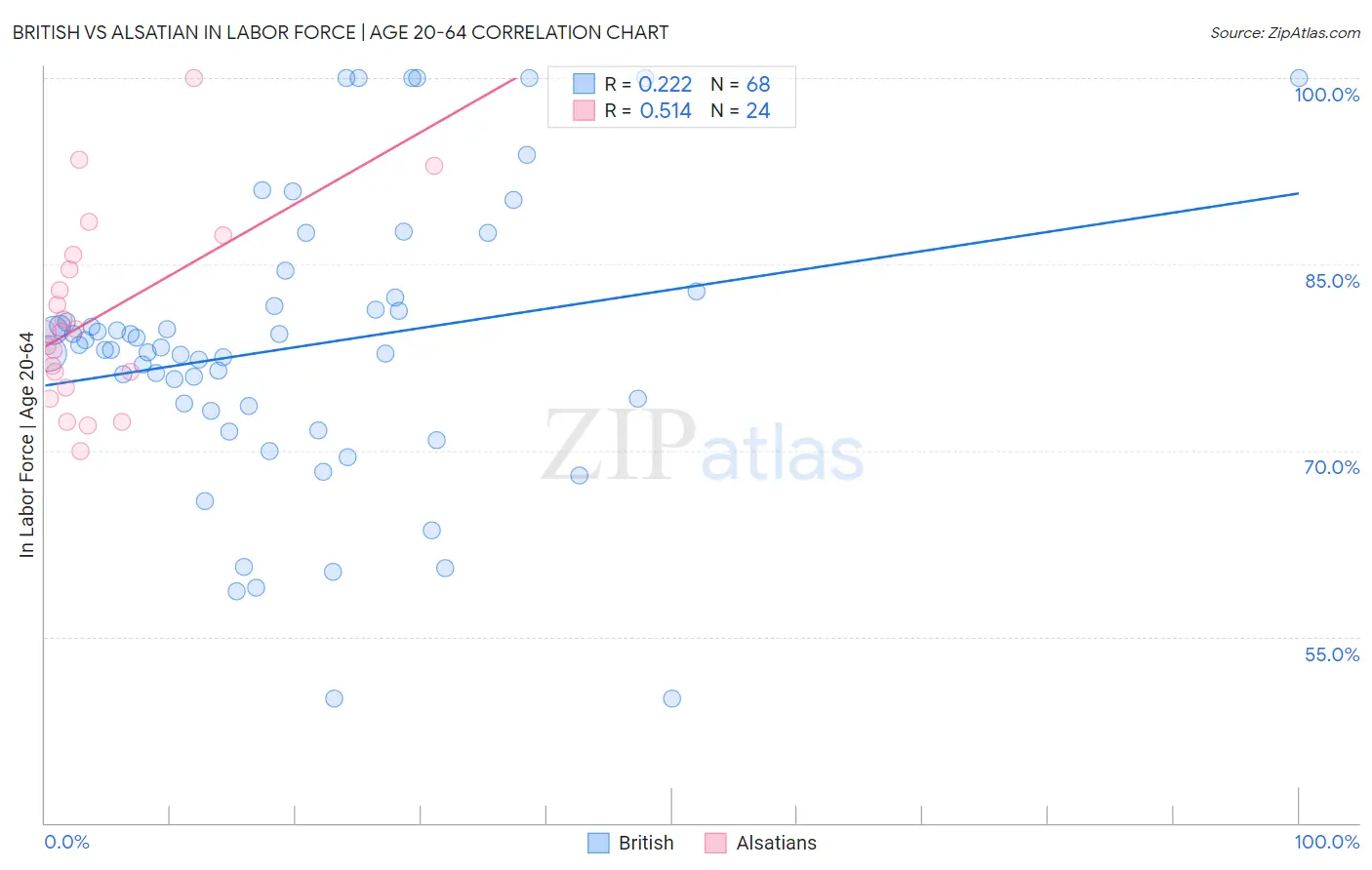British vs Alsatian In Labor Force | Age 20-64