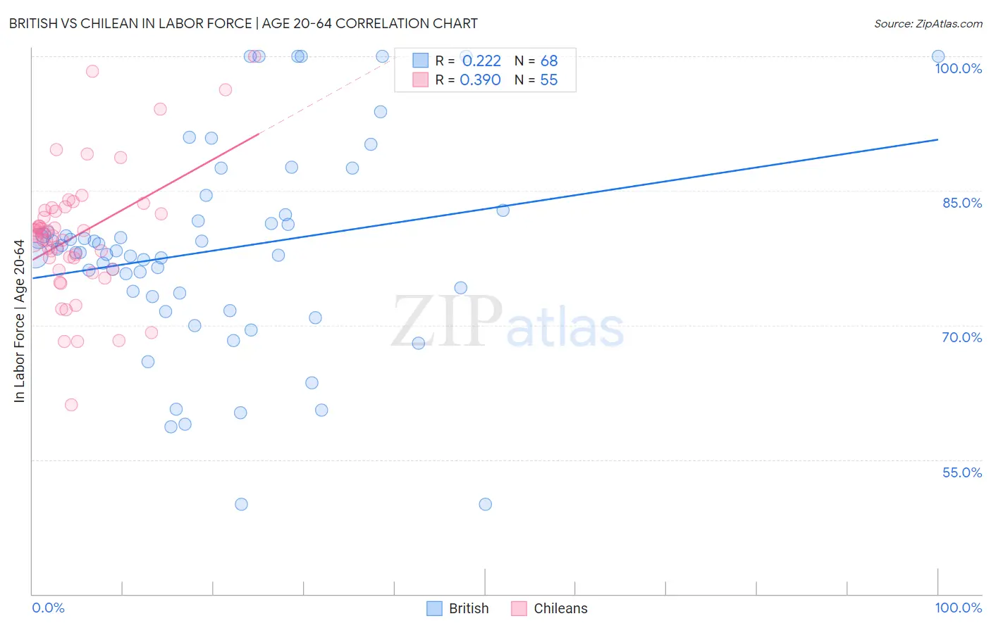 British vs Chilean In Labor Force | Age 20-64