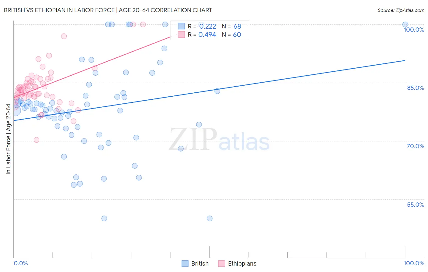 British vs Ethiopian In Labor Force | Age 20-64