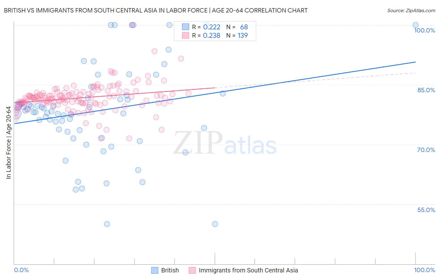 British vs Immigrants from South Central Asia In Labor Force | Age 20-64