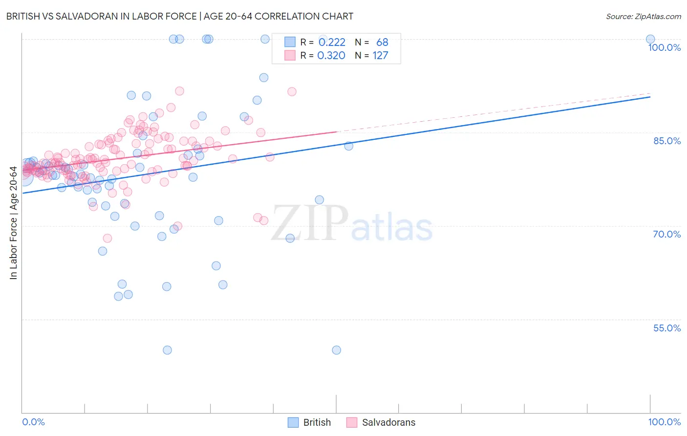 British vs Salvadoran In Labor Force | Age 20-64