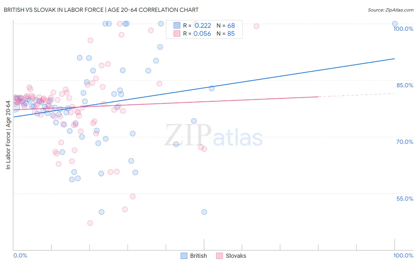 British vs Slovak In Labor Force | Age 20-64