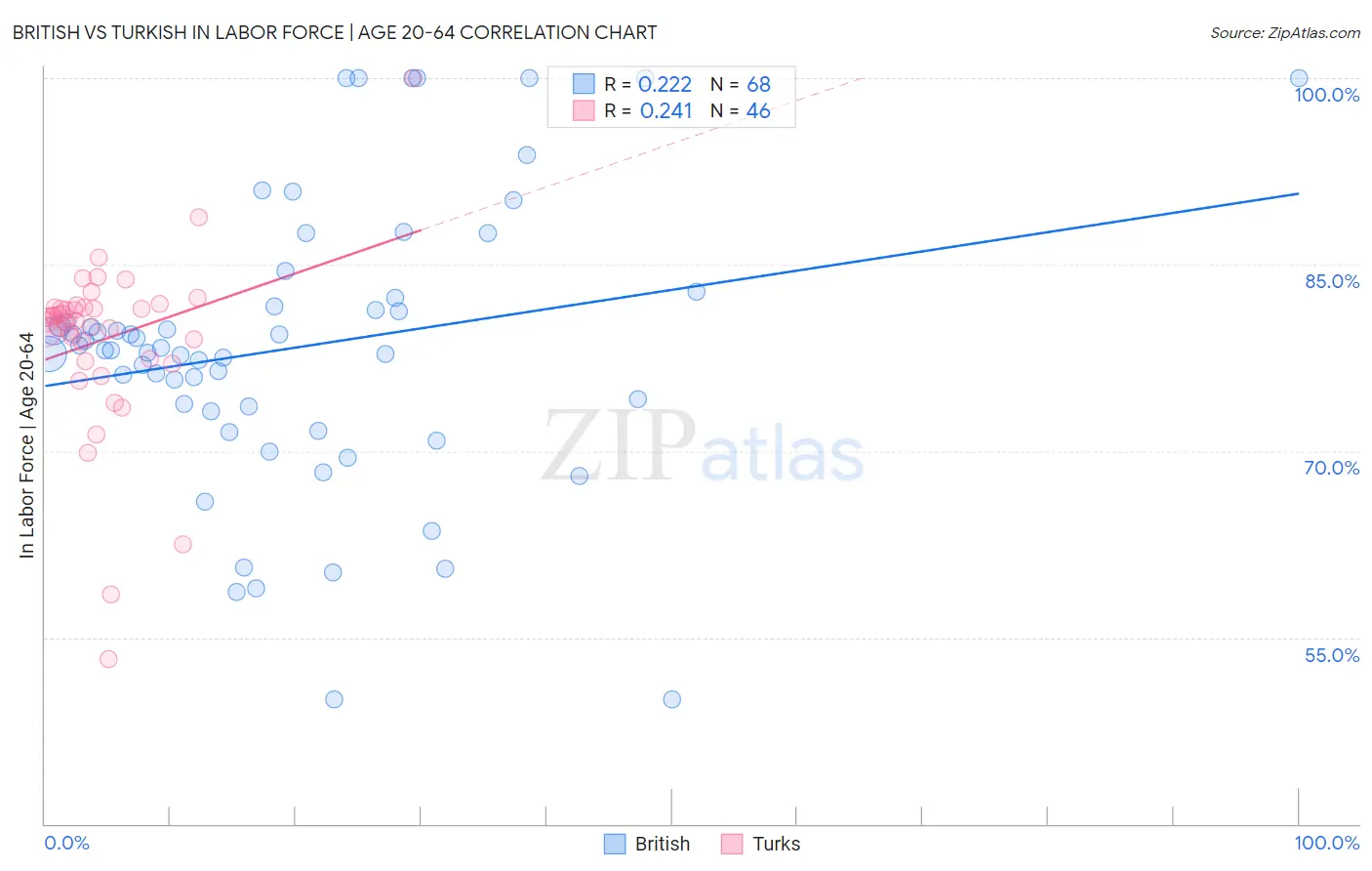 British vs Turkish In Labor Force | Age 20-64