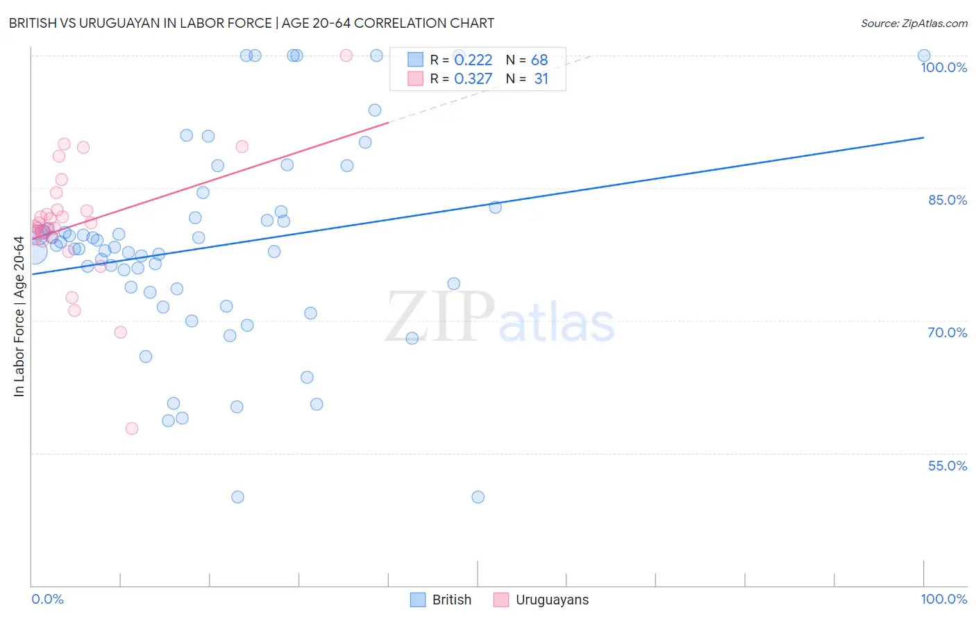 British vs Uruguayan In Labor Force | Age 20-64