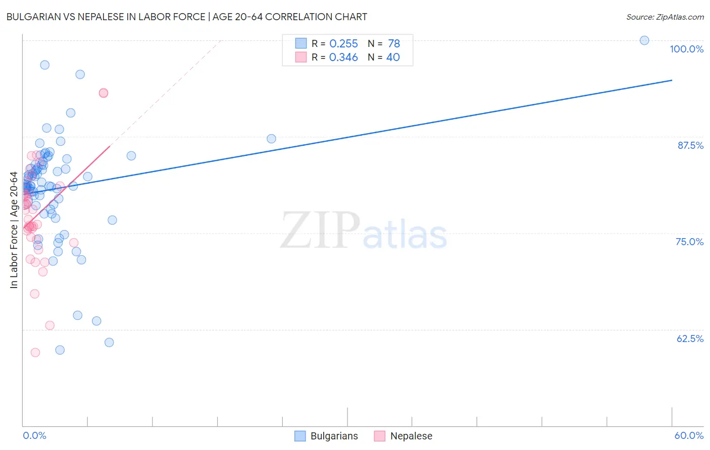 Bulgarian vs Nepalese In Labor Force | Age 20-64