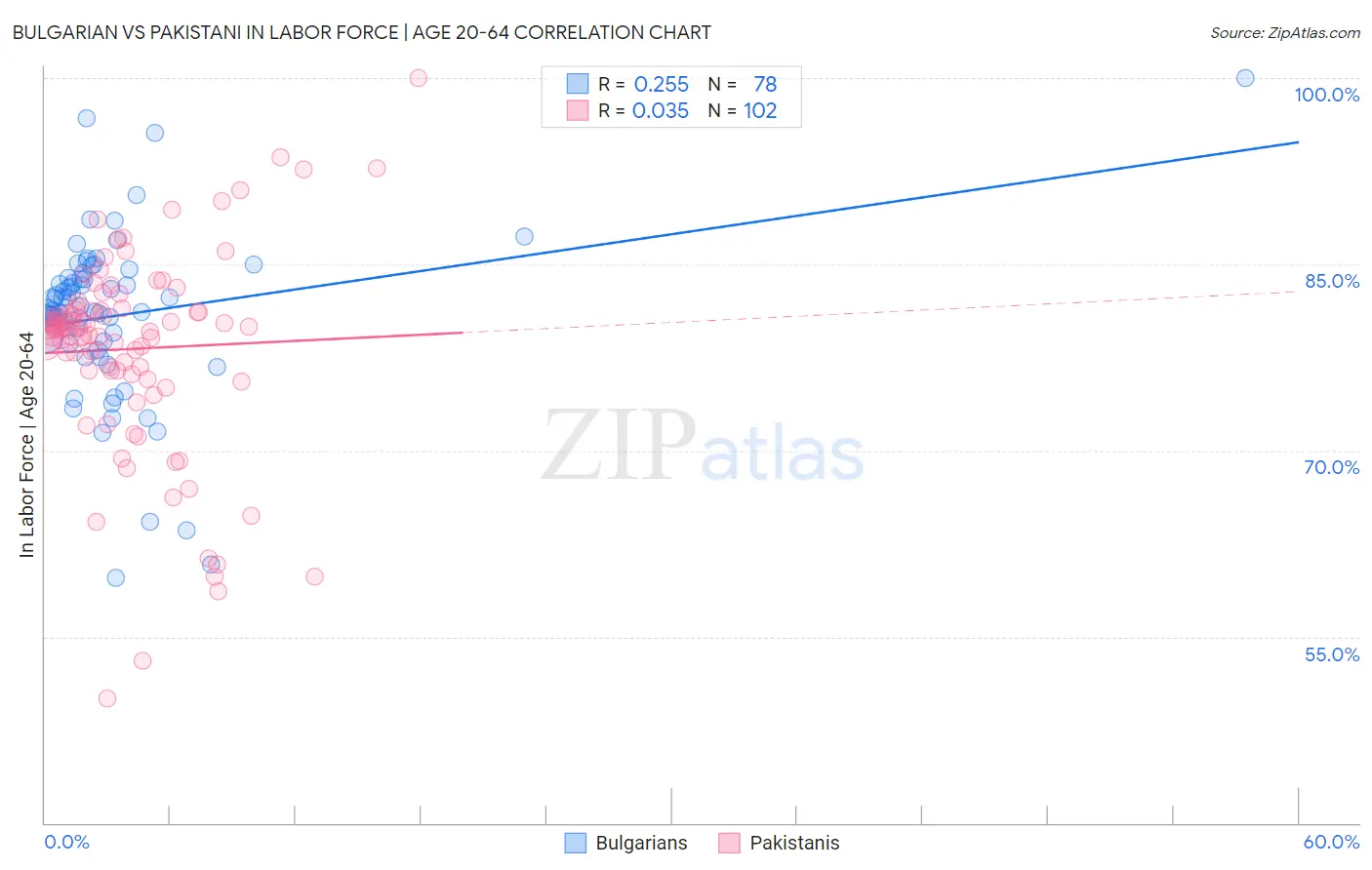 Bulgarian vs Pakistani In Labor Force | Age 20-64