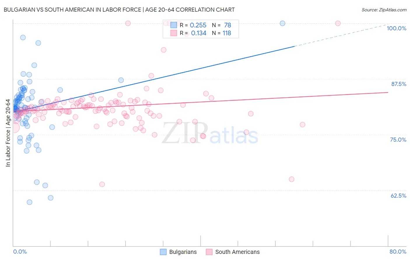 Bulgarian vs South American In Labor Force | Age 20-64