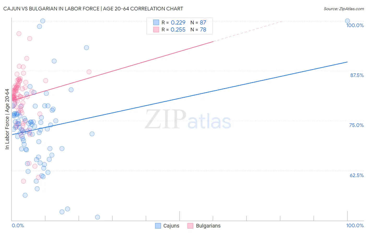 Cajun vs Bulgarian In Labor Force | Age 20-64