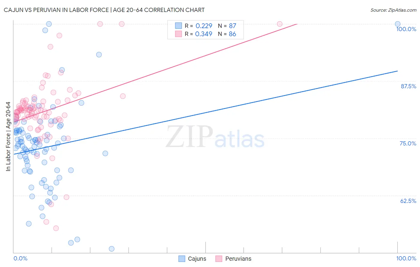 Cajun vs Peruvian In Labor Force | Age 20-64