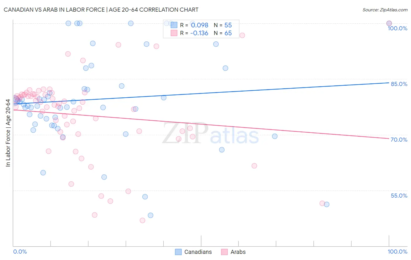 Canadian vs Arab In Labor Force | Age 20-64