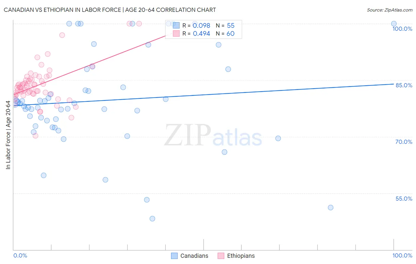 Canadian vs Ethiopian In Labor Force | Age 20-64