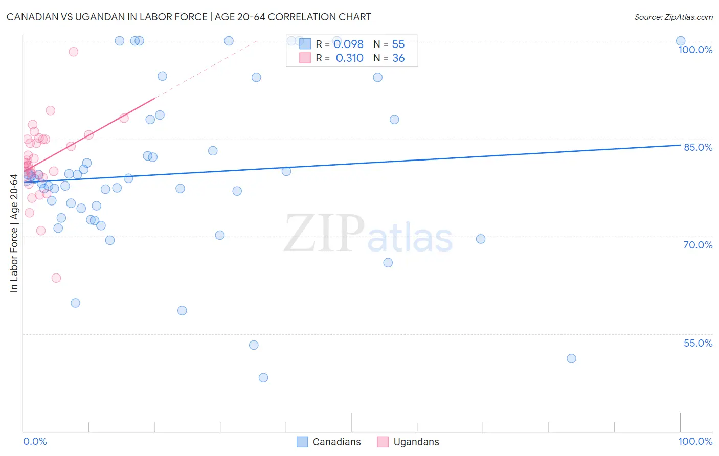 Canadian vs Ugandan In Labor Force | Age 20-64