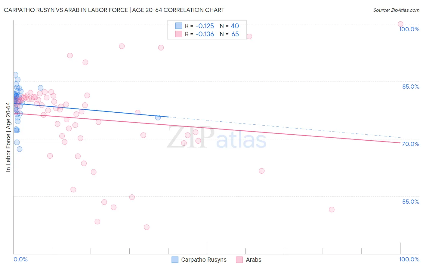 Carpatho Rusyn vs Arab In Labor Force | Age 20-64