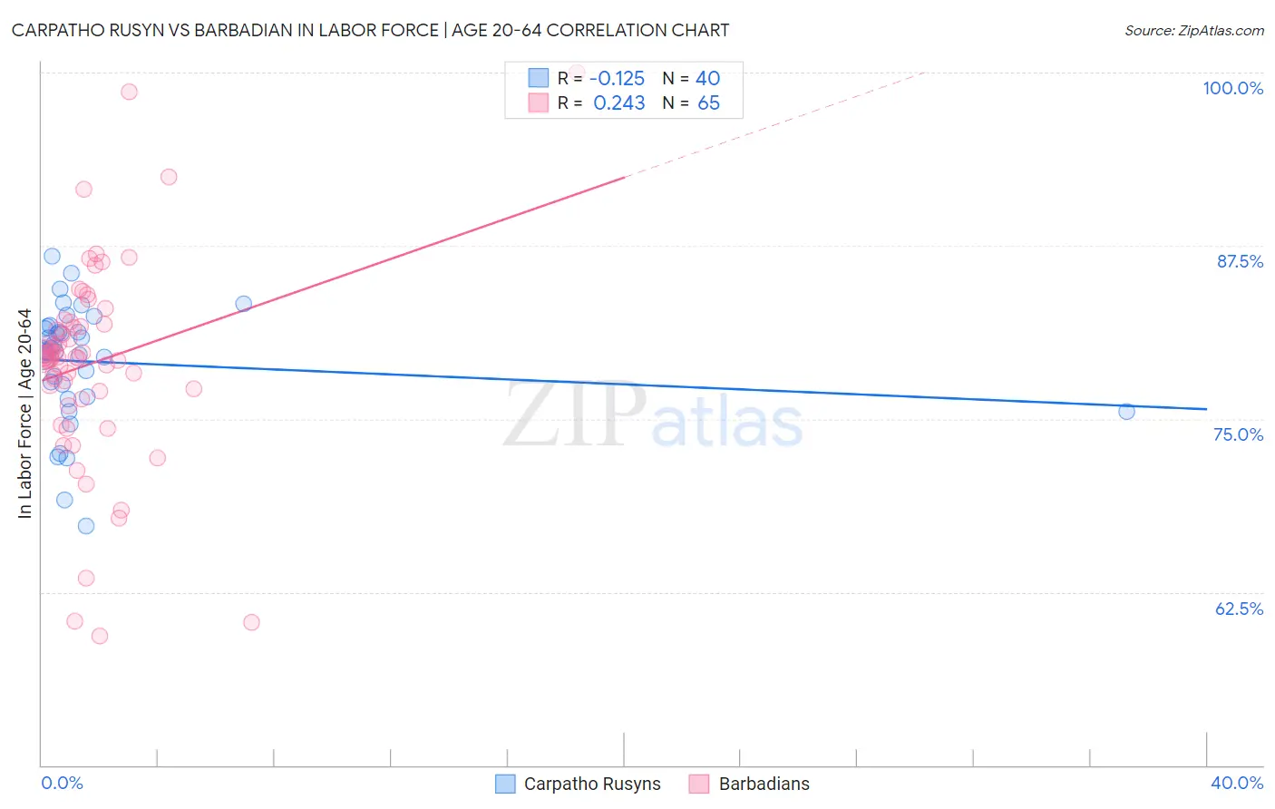 Carpatho Rusyn vs Barbadian In Labor Force | Age 20-64
