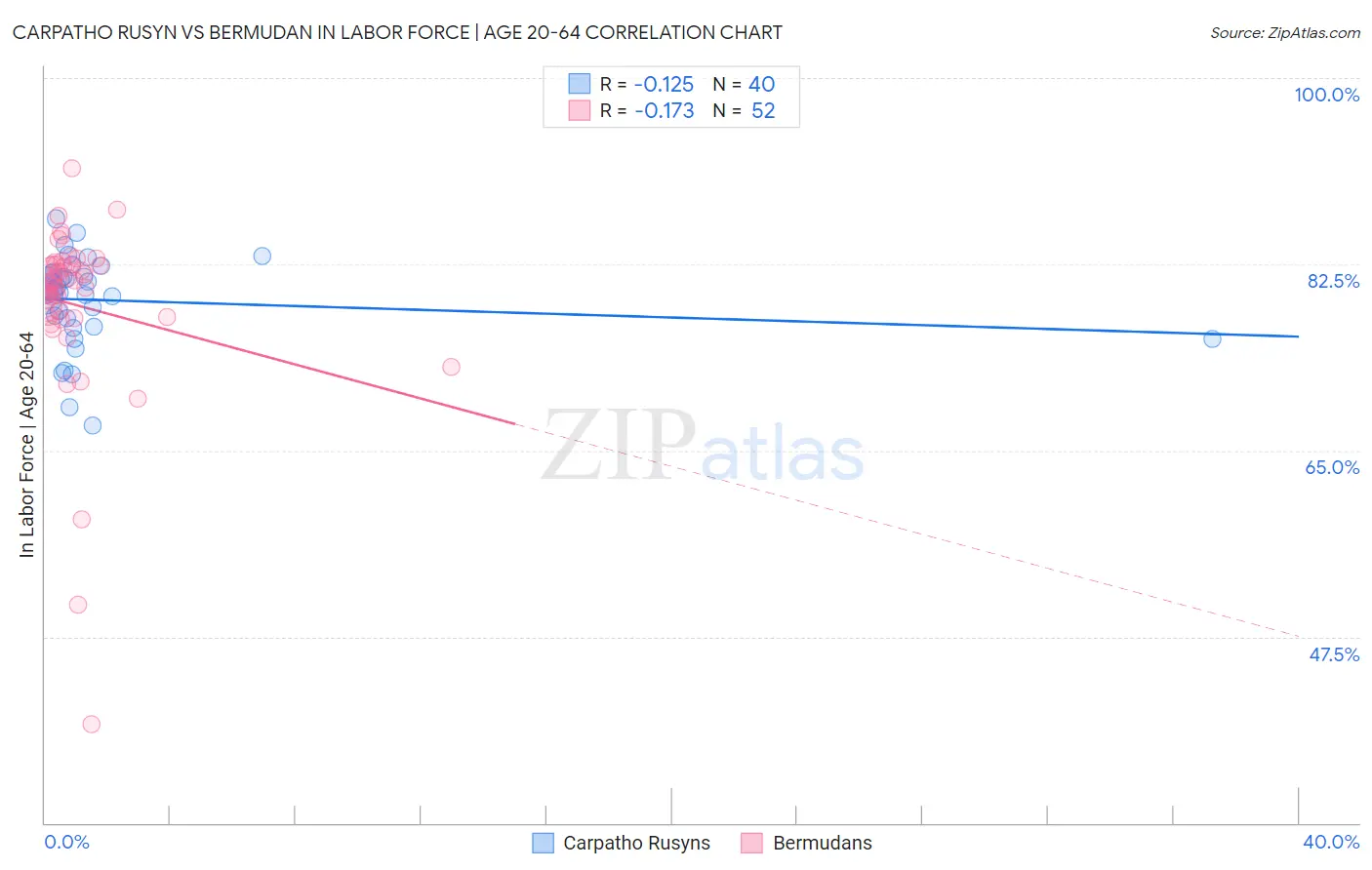 Carpatho Rusyn vs Bermudan In Labor Force | Age 20-64