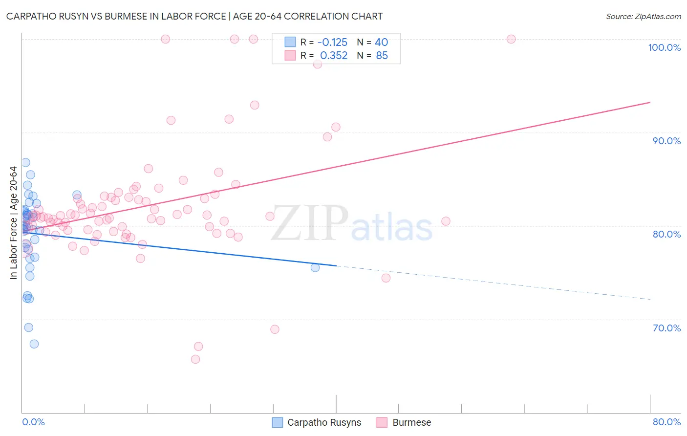 Carpatho Rusyn vs Burmese In Labor Force | Age 20-64